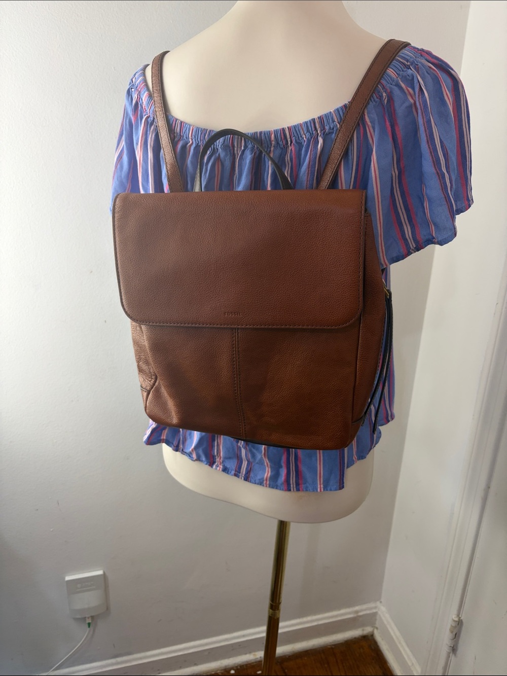Fossil Claire Chestnut Brown Leather Backpack - Picture 11 of 11